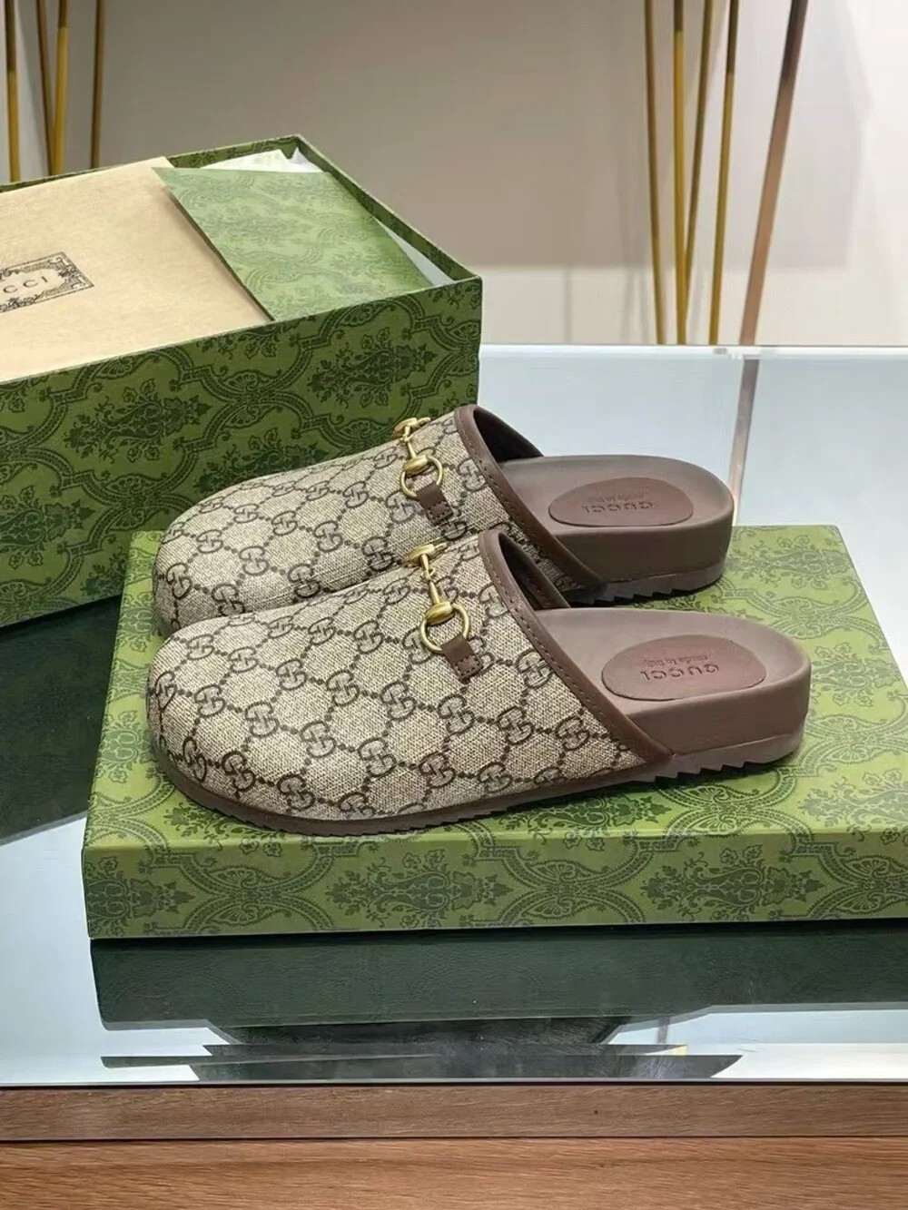 GUCCI GG Canvas Horsebit Mule Clogs